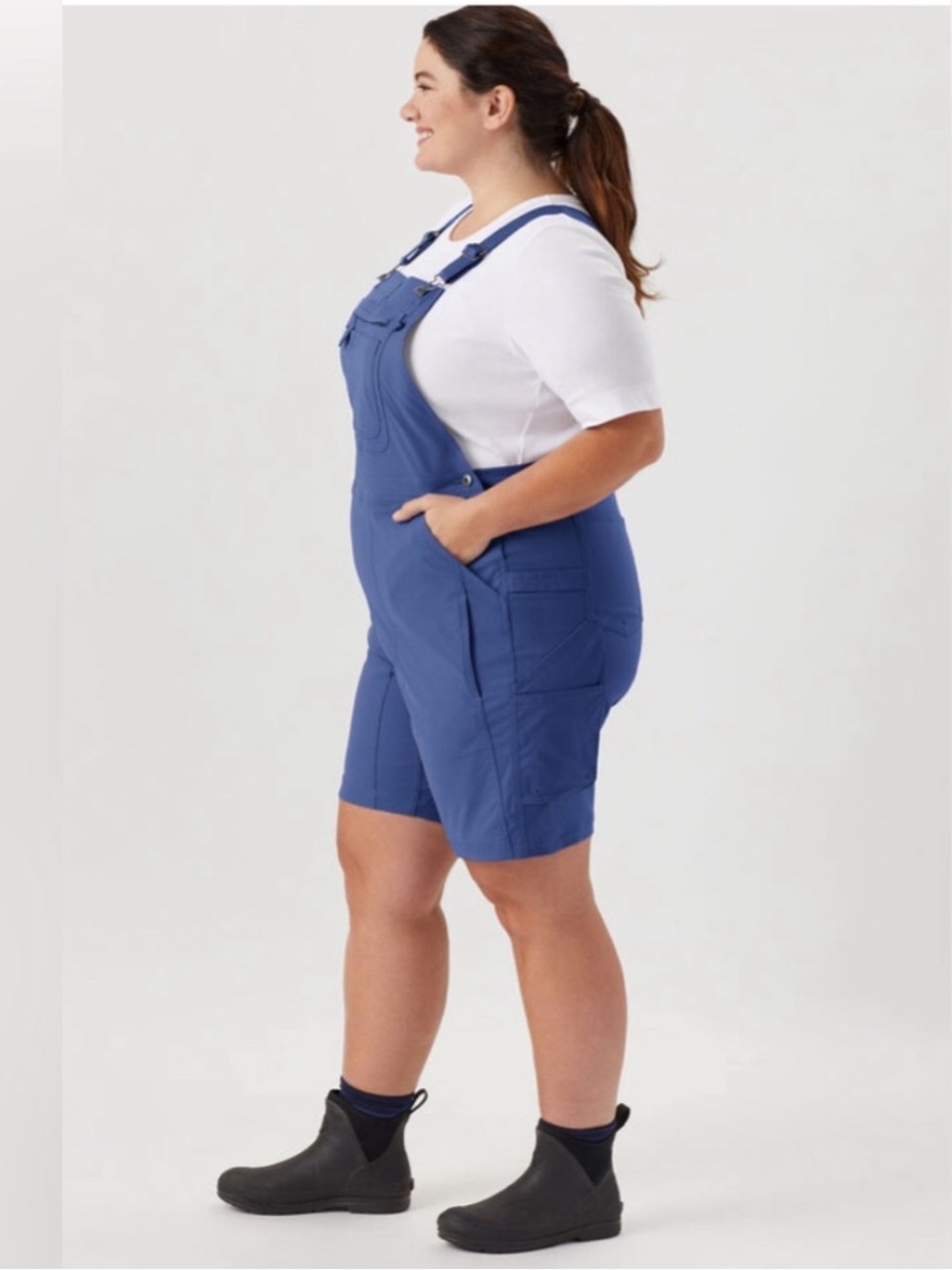 Duluth Women’s Heirloom Gardening Short Overalls Bright Indigo Blue Sz 3X